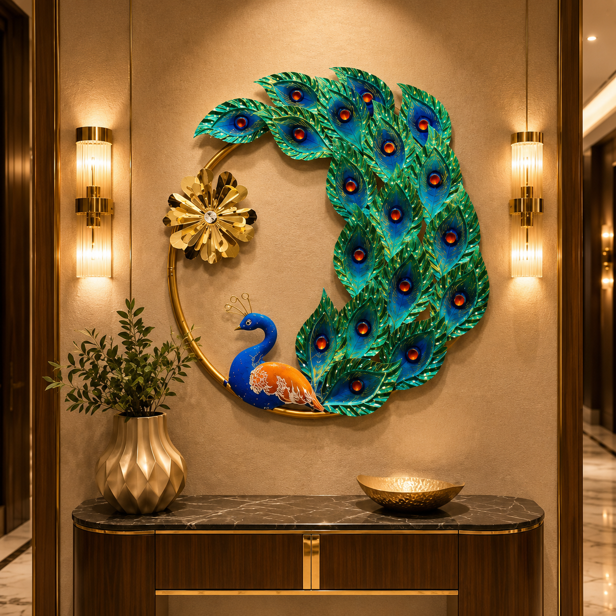 Elegant Peacock Home Decor Wall Art Metal Sculpture for Living Room and Dining Room - WYNAMIX store