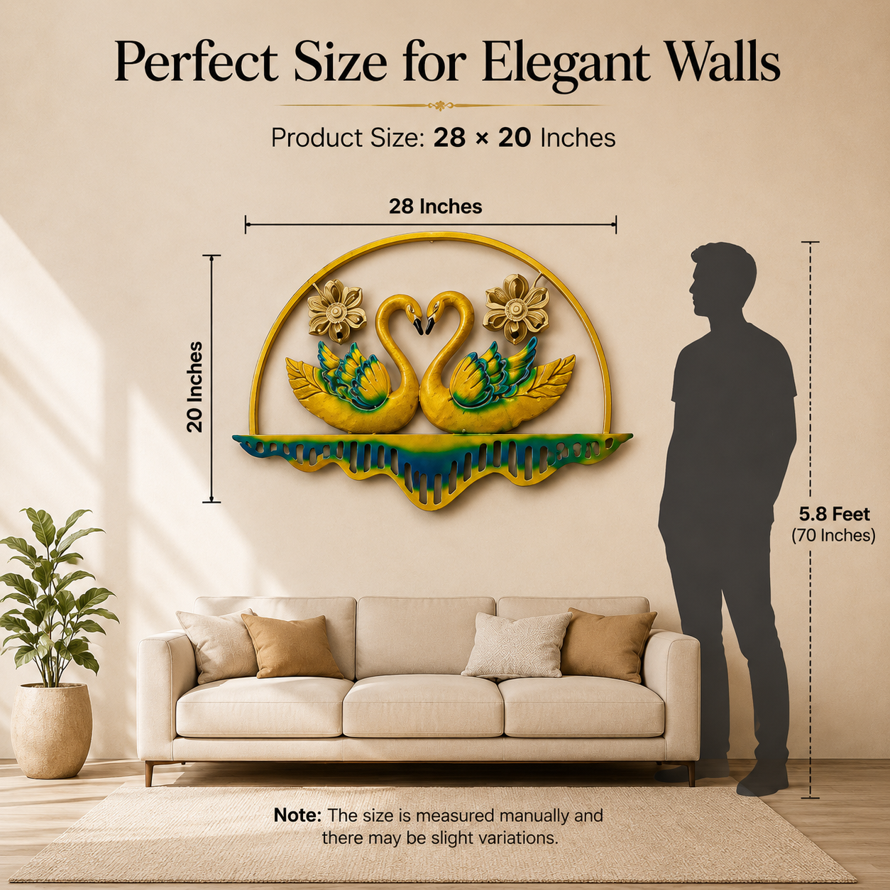 Luxury Handmade Swan Metal Wall Art Decorative Wall Hanging for Living Room Bedroom Dining Hall Office Décor - WYNAMIX store