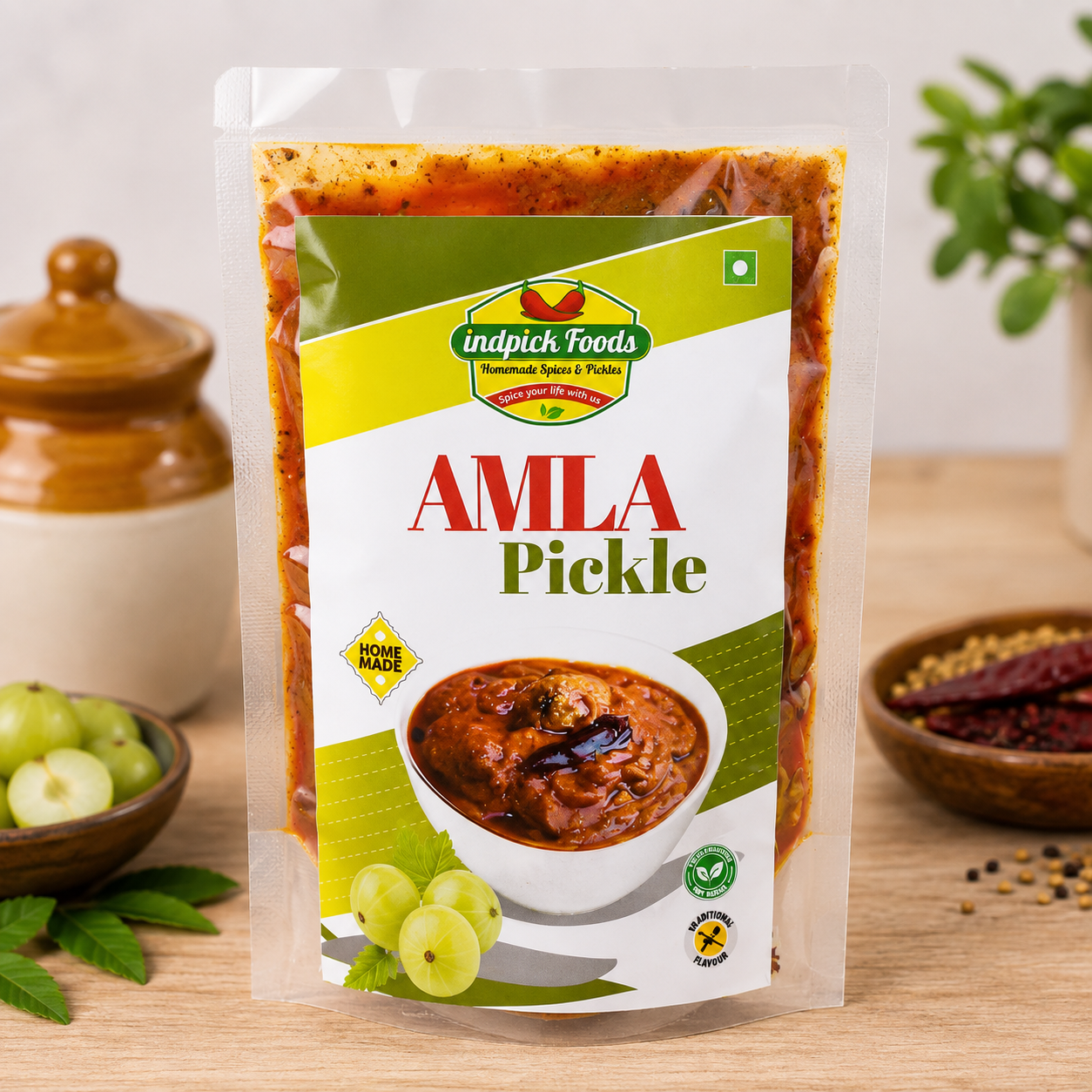 Indpick Foods Homemade Amla Pickle – 500g | Traditional Indian Gooseberry Pickle - WYNAMIX store