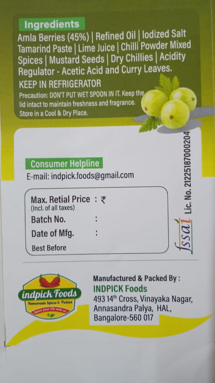 Indpick Foods Homemade Amla Pickle – 500g | Traditional Indian Gooseberry Pickle - WYNAMIX store