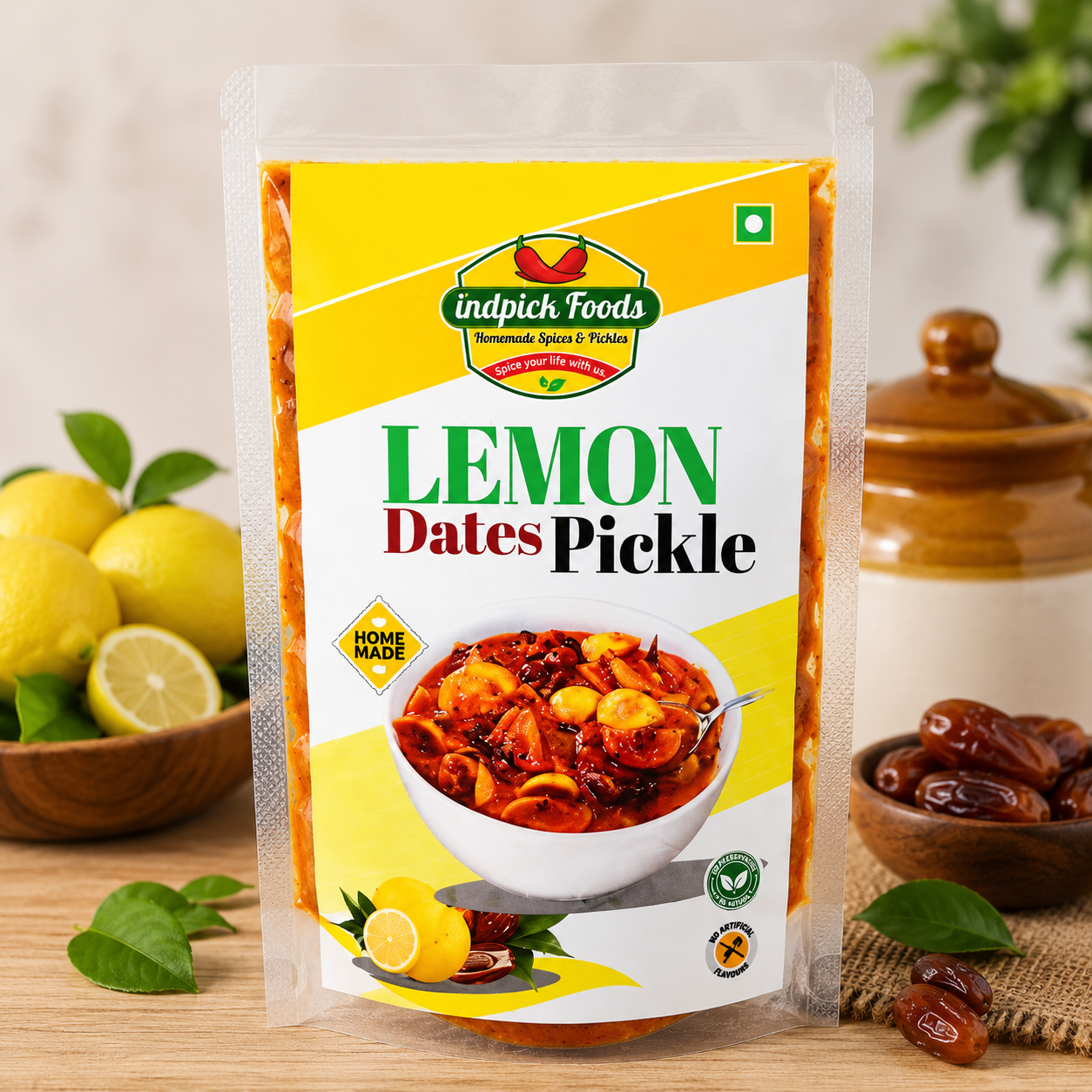 Indpick Foods Homemade Lemon Pickle – 500g | Traditional Spicy & Tangy Lemon Pickle - WYNAMIX store