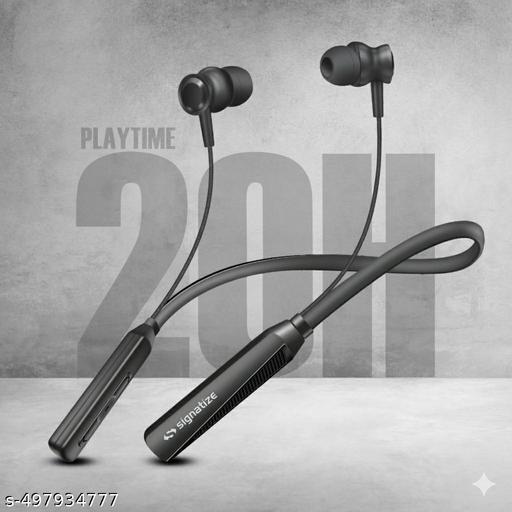 Wireless in-Ear Neckband Bluetooth Earphones with 10mm Drivers, Rich Music Experience, Above 20 Hours Playtime, Type C Fast Charging, Neckband Earphones with Voice Assistant-Black - Zedshopy