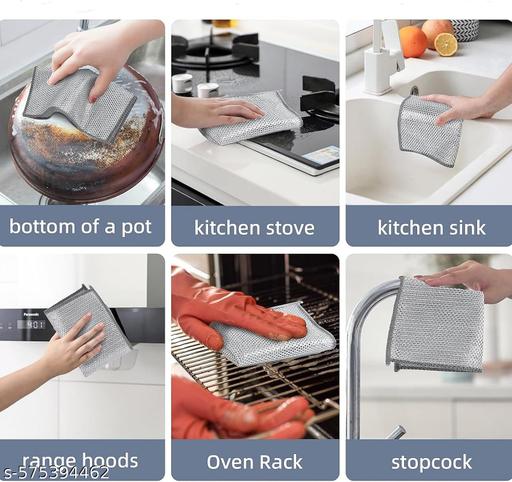 Non Scratch Dish Wash Cloth (Pack of 15), Steel Wire Dish Cloth, Wire Dishwashing Rags for Wet and Dry Stainless Steel Scrubber Non-Scratch Wire Dishcloth for Washing Dishes Sinks Counters - ZILSHA.Store