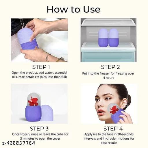 Ice Roller for Face and Eye, Upgraded Ice Facial Roller, Facial Beauty Ice Roller Skin Tools, Ice Facial Cube, Gua Sha Face Massage, Silicone Ice Mold for Face Beauty (PURPLE PACK OF 1) - ZORA