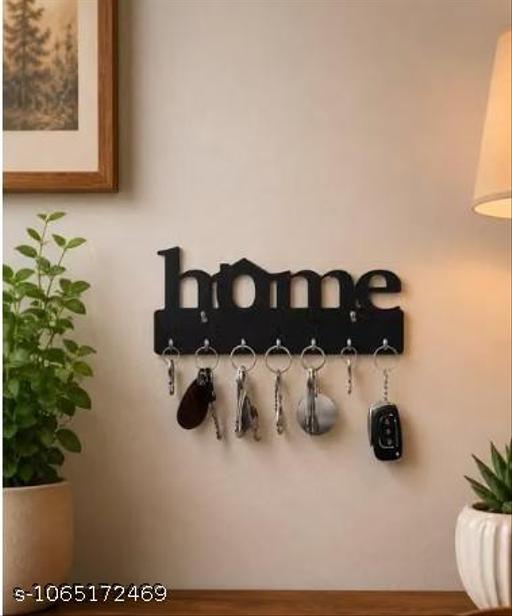  sbe black "HOME" Wall-Mounted Key Holder | Decorative Key Hanger with 7 Hooks | Entryway Key Organizer for Home & Office - ZORA