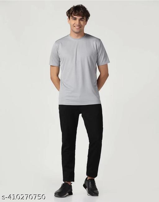 men solid regular fit roundneck tshirt combo pack of  4 light grey , sky blue, dark grey ,white - ZORA