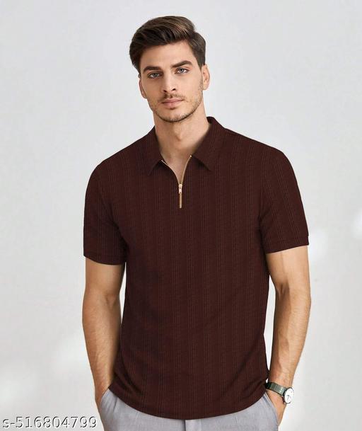 CLOTVIN MEN SELF DESIGN POLO T SHIRT FOR MEN AND BOYS - ZORA