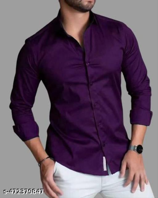 men solid casual shirt with front pocket blue color purple color - ZORA