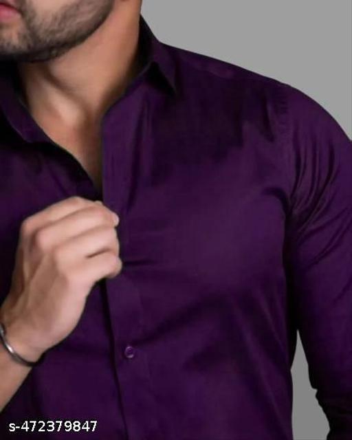 men solid casual shirt with front pocket blue color purple color - ZORA