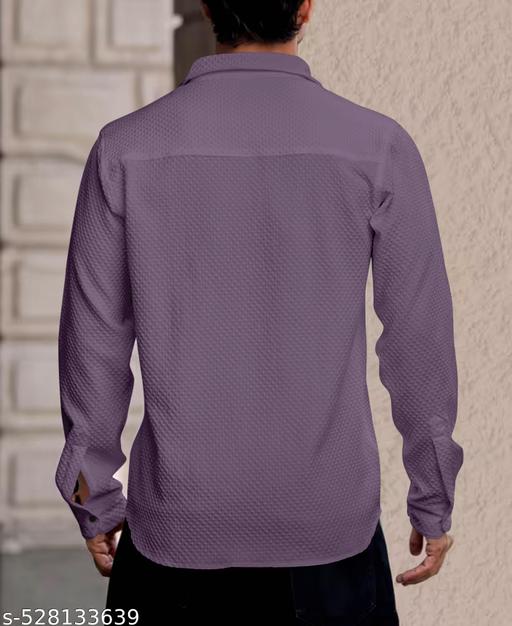 knitted fabric Structured Regular Fit Full Sleeves Shirt - ZORA