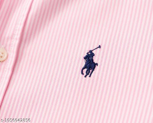 Men's Pink Striped full Sleeve Cotton Blend Shirt - ZORA