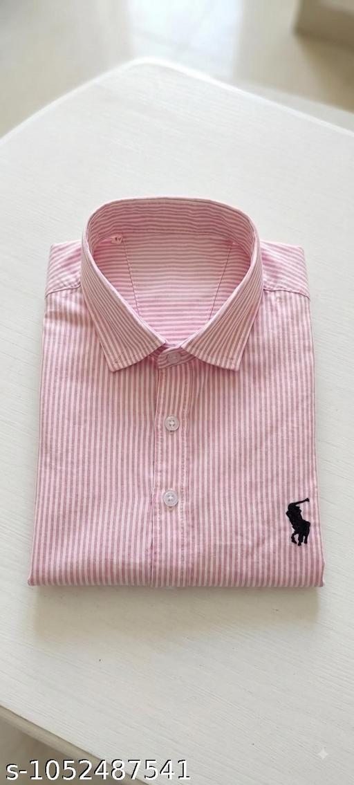 Classic Pink & White Vertical Striped Polo Ralph Lauren Button-Up Shirt - ZORA