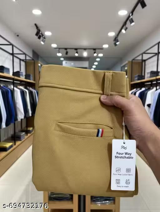 Men Regular fit Formal Stretchable with Expandable Waist daily wear low price skin friendly trouser or formal  pant - ZORA