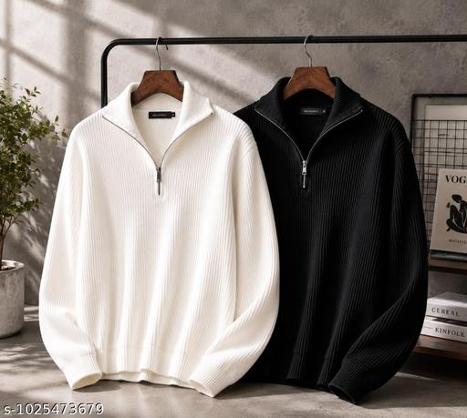 new COMBO white and black zip pullover sweatshirt  - ZORA
