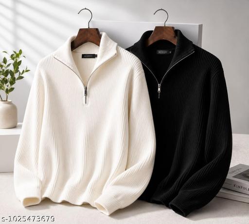 new COMBO white and black zip pullover sweatshirt  - ZORA