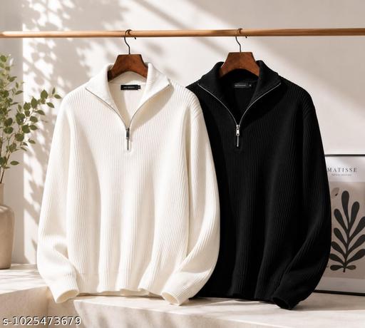 new COMBO white and black zip pullover sweatshirt  - ZORA