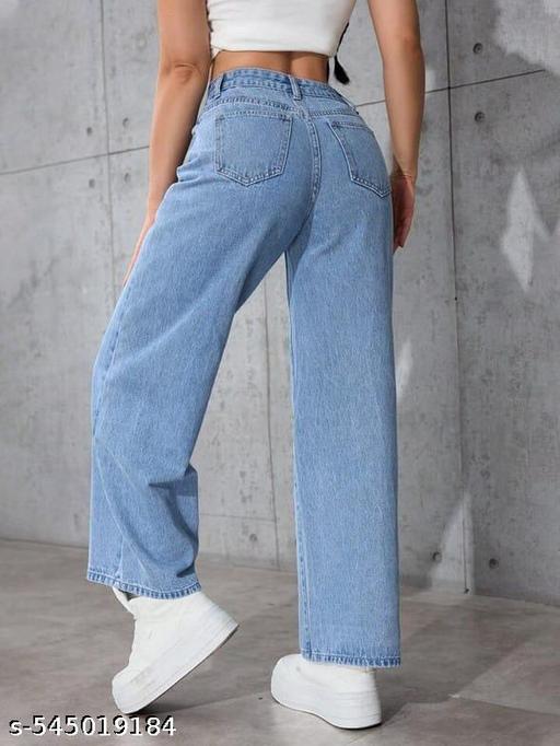 LIGHT BLUE STRAIGHT FIT JEANS FOR WOMEN & GIRLS - ZORA