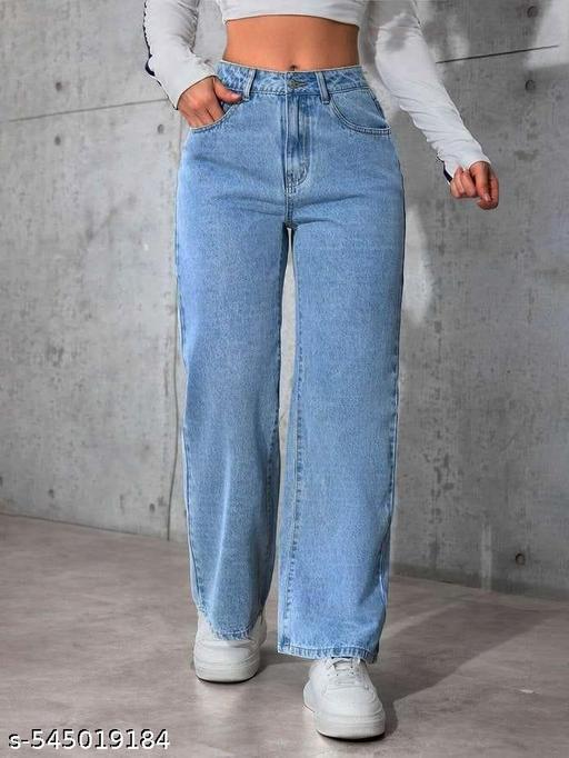 LIGHT BLUE STRAIGHT FIT JEANS FOR WOMEN & GIRLS - ZORA