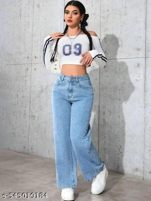 LIGHT BLUE STRAIGHT FIT JEANS FOR WOMEN & GIRLS - ZORA