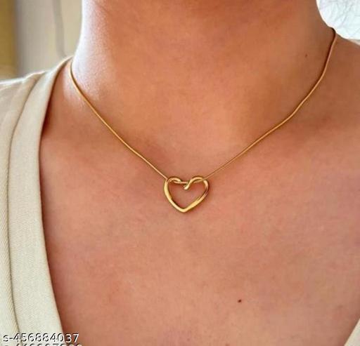 Gold Heart Shap Necklace Chain Fancy Micro Gold Plated Pendent Set For Girls And Women. Premium Stainless Steel Heart With Bow Pendant Necklace For Girls Gold-plated Plated Alloy, Stainless Steel Choker Pack Of 1 - ZORA