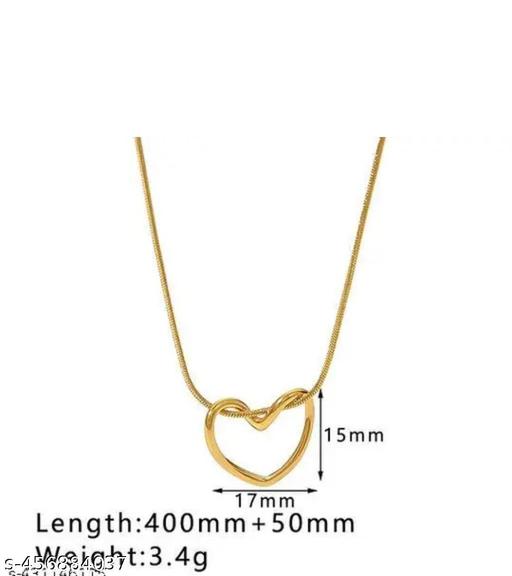 Gold Heart Shap Necklace Chain Fancy Micro Gold Plated Pendent Set For Girls And Women. Premium Stainless Steel Heart With Bow Pendant Necklace For Girls Gold-plated Plated Alloy, Stainless Steel Choker Pack Of 1 - ZORA