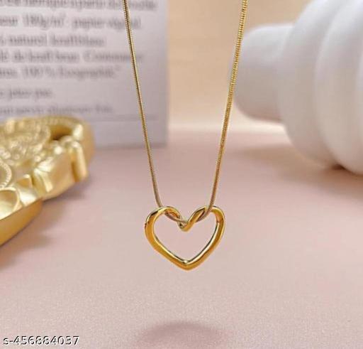 Gold Heart Shap Necklace Chain Fancy Micro Gold Plated Pendent Set For Girls And Women. Premium Stainless Steel Heart With Bow Pendant Necklace For Girls Gold-plated Plated Alloy, Stainless Steel Choker Pack Of 1 - ZORA