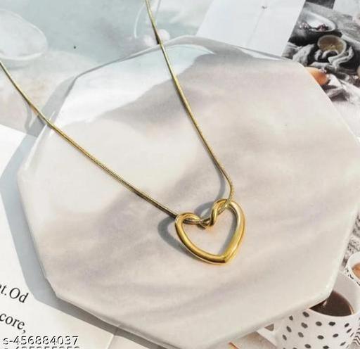 Gold Heart Shap Necklace Chain Fancy Micro Gold Plated Pendent Set For Girls And Women. Premium Stainless Steel Heart With Bow Pendant Necklace For Girls Gold-plated Plated Alloy, Stainless Steel Choker Pack Of 1 - ZORA