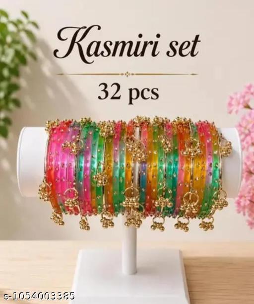 Multicolor Kashmiri Style Designer Bangle Set for Women – 32 Pcs - ZORA
