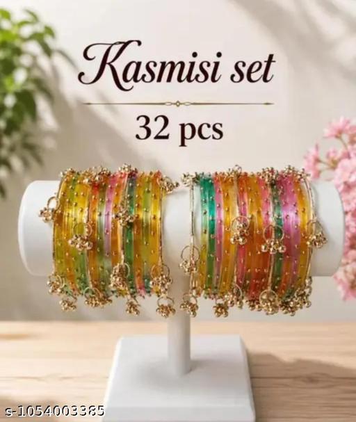 Multicolor Kashmiri Style Designer Bangle Set for Women – 32 Pcs - ZORA