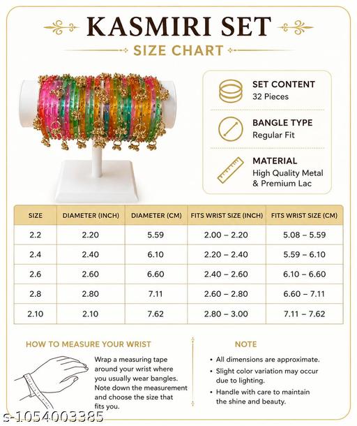 Multicolor Kashmiri Style Designer Bangle Set for Women – 32 Pcs - ZORA