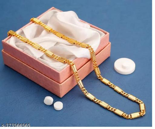 1 gram Stylish Heavy Golden Neck Men Chain “20” Inches Gold-plated Chain - ZORA