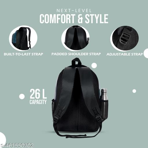 Size: M (15-30L) Black PU Leather Laptop Backpack 15.6” Office College Travel Bag for Men & Women - ZORA