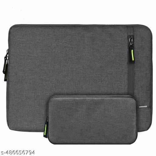 Krusa Lifestyle Laptop Bag Sleeve for 15.5-16 Laptop Case Cover Pouch MacBook Pro, Includes Charger Case Laptop Sleeve/Cover, Laptop Bag Sleeve Case Cover with Charger Pouch for Men & Women | 15.6 Laptop/MacBook | 360° Protection, Smooth & Premium Zipper (Grey) - ZORA