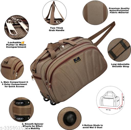 60 L Strolley Duffel Bag - Unisex Polyester Medium Size Travel Weekender Duffle Bag for Men & Women - ZORA