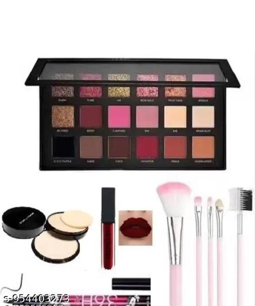 Premium Rose Gold Eyeshadow with 5 pcs brush, compact powder lipstick and  eyeliner - ZORA
