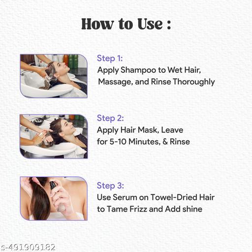 LA’BANGERRY Keratin Protein Shampoo, Conditioner & Hair Serum Combo Pack | Complete Hair Smoothening & Repair Kit | Controls Frizz, Reduces Hair Breakage & Adds Shine | 3 item in set - ZORA