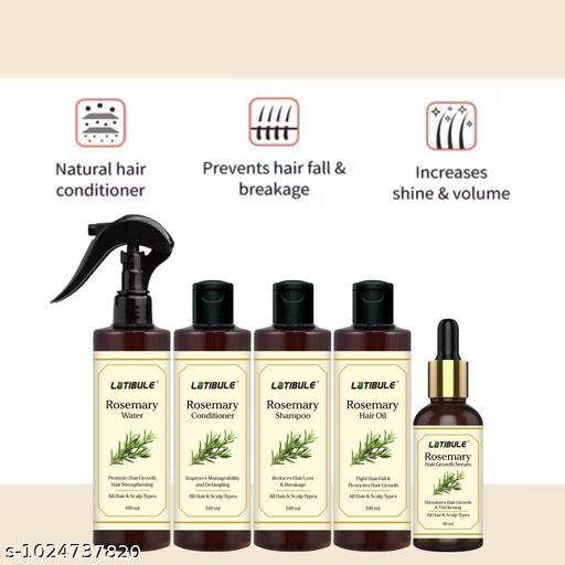 Latibule Rosemary Hair Combo | Shampoo, Conditioner, Hair Oil, Hair Serum & Rosemary Water | Hair Growth, Strength & Anti-Frizz Treatment for All Hair Types - ZORA