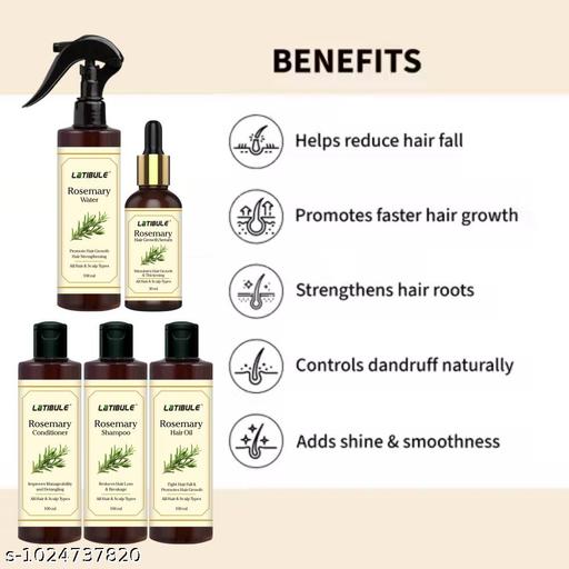 Latibule Rosemary Hair Combo | Shampoo, Conditioner, Hair Oil, Hair Serum & Rosemary Water | Hair Growth, Strength & Anti-Frizz Treatment for All Hair Types - ZORA