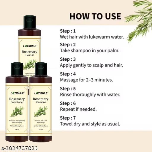Latibule Rosemary Hair Combo | Shampoo, Conditioner, Hair Oil, Hair Serum & Rosemary Water | Hair Growth, Strength & Anti-Frizz Treatment for All Hair Types - ZORA
