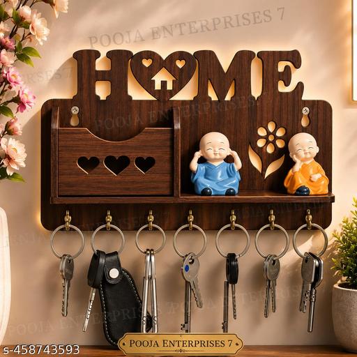 HOME-Wooden Key Holder, Home Key Holder, Key Holder for Wall, Wall Mounted Key Holder - ZORA