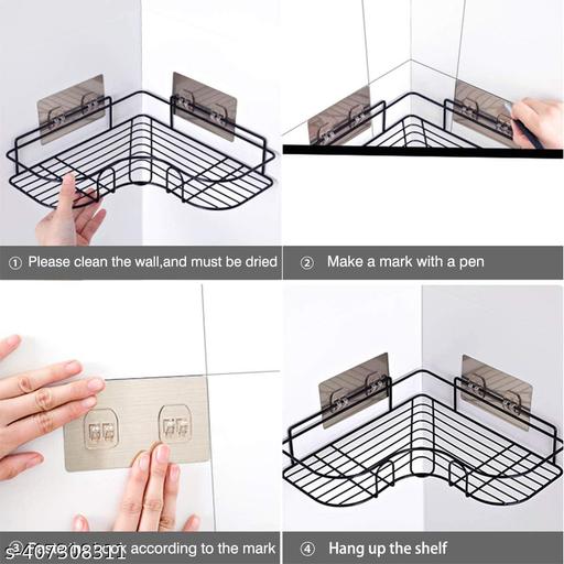 (PACK OF 2) Multipurpose Self-Adhesive Kitchen Bathroom Corner Rack and Stands Mounted with Strong Magic Sticker Durable Hook Home Essentials / LCORNER / BATHROOM CORNER 2PIS - ZORA