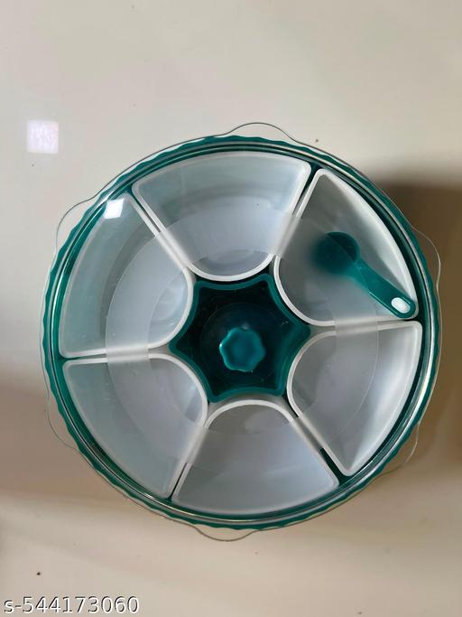 360° Rotating Masala Box with Spoon |  7 Compartment Spice Box | Kitchen Masala Dabba | Airtight Spice Organizer with Transparent Lid - ZORA