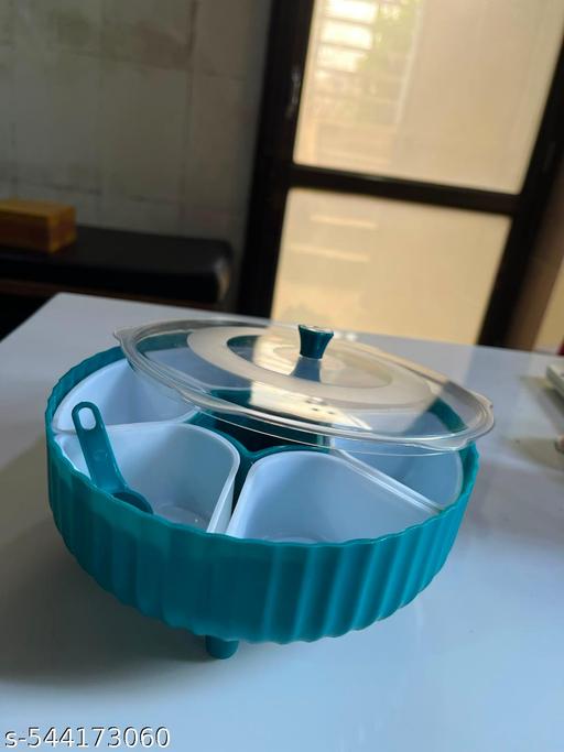 360° Rotating Masala Box with Spoon |  7 Compartment Spice Box | Kitchen Masala Dabba | Airtight Spice Organizer with Transparent Lid - ZORA