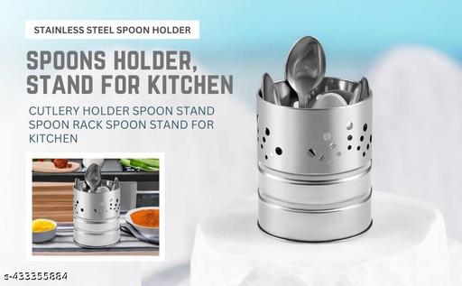 Stainless Steel Spoon Holder Spoons Stand chammach Stand Spoon Holder for Kitchen Cutlery Holder Spoon Stand Spoon Rack Spoon Stand for Kitchen - ZORA