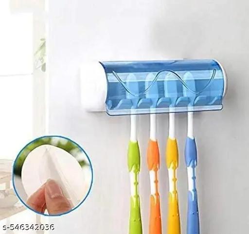 Wall-Mounted Toothbrush Holder – Durable Plastic Bathroom Organizer for 5 Brushes - ZORA