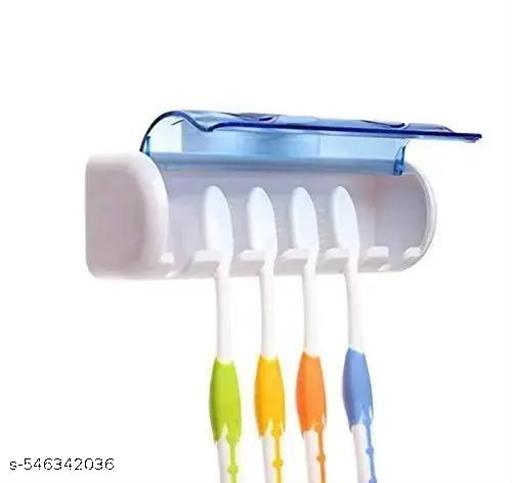 Wall-Mounted Toothbrush Holder – Durable Plastic Bathroom Organizer for 5 Brushes - ZORA