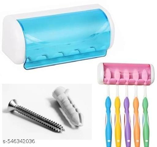Wall-Mounted Toothbrush Holder – Durable Plastic Bathroom Organizer for 5 Brushes - ZORA
