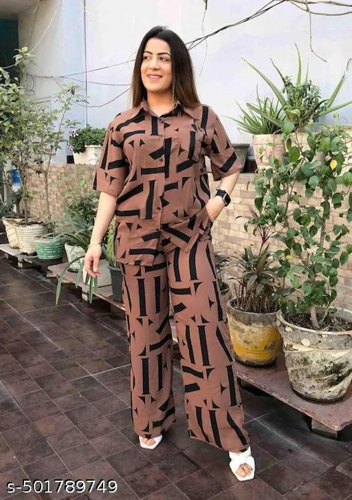 Women Printed Shirt & Trouser Co-Ords Set  - ZORA
