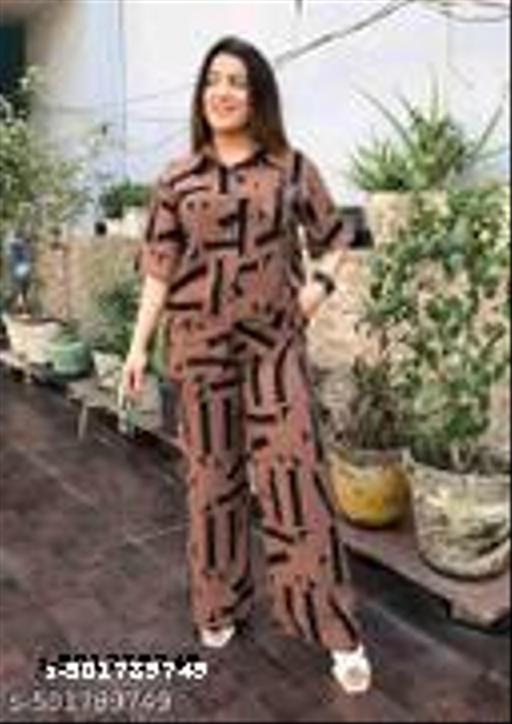 Women Printed Shirt & Trouser Co-Ords Set  - ZORA