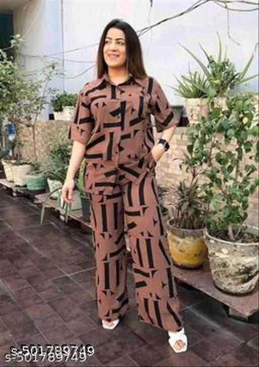 Women Printed Shirt & Trouser Co-Ords Set  - ZORA